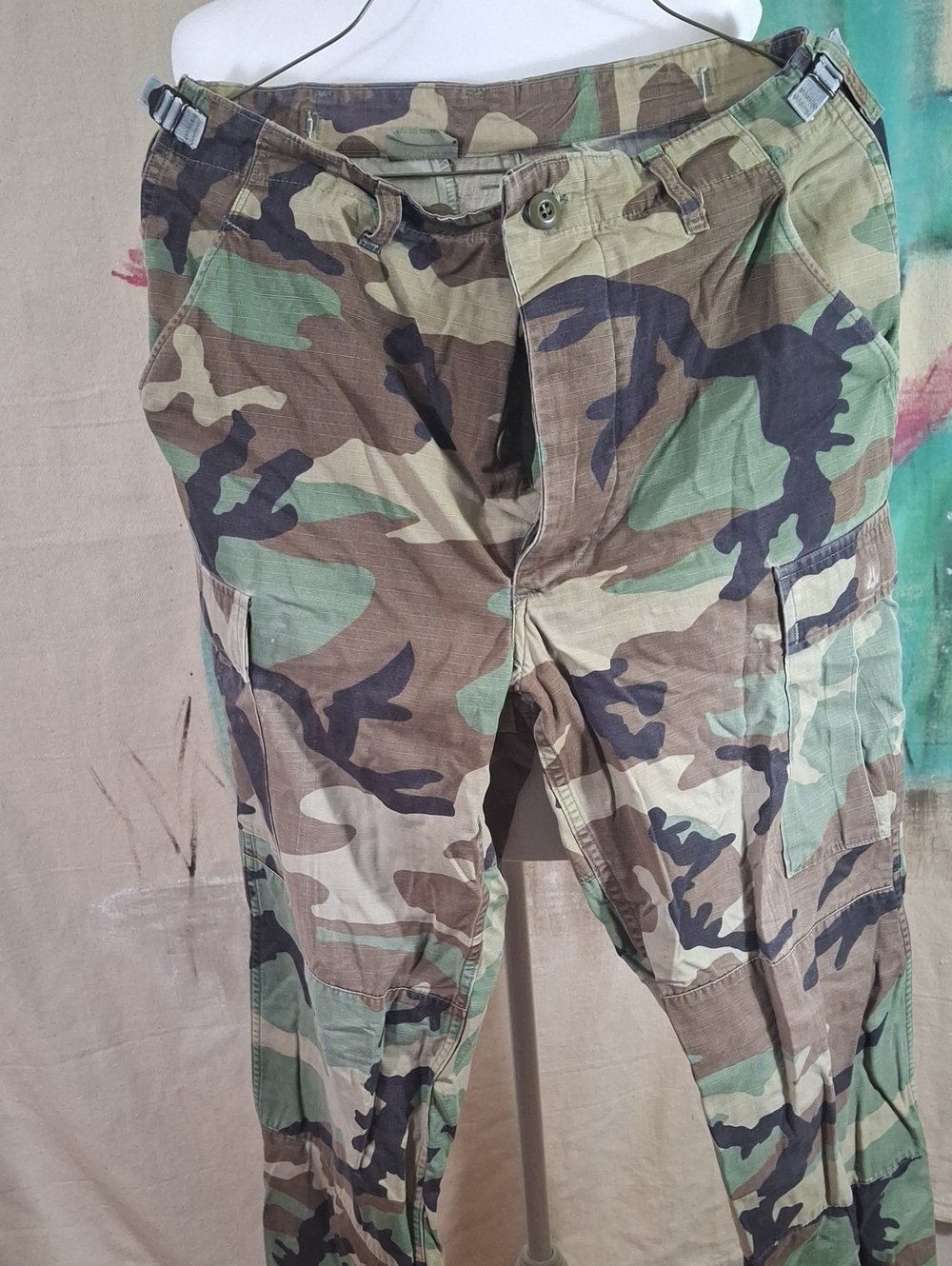 BDU Small X- long Men's Camo Cargo Pants - Green Woodland